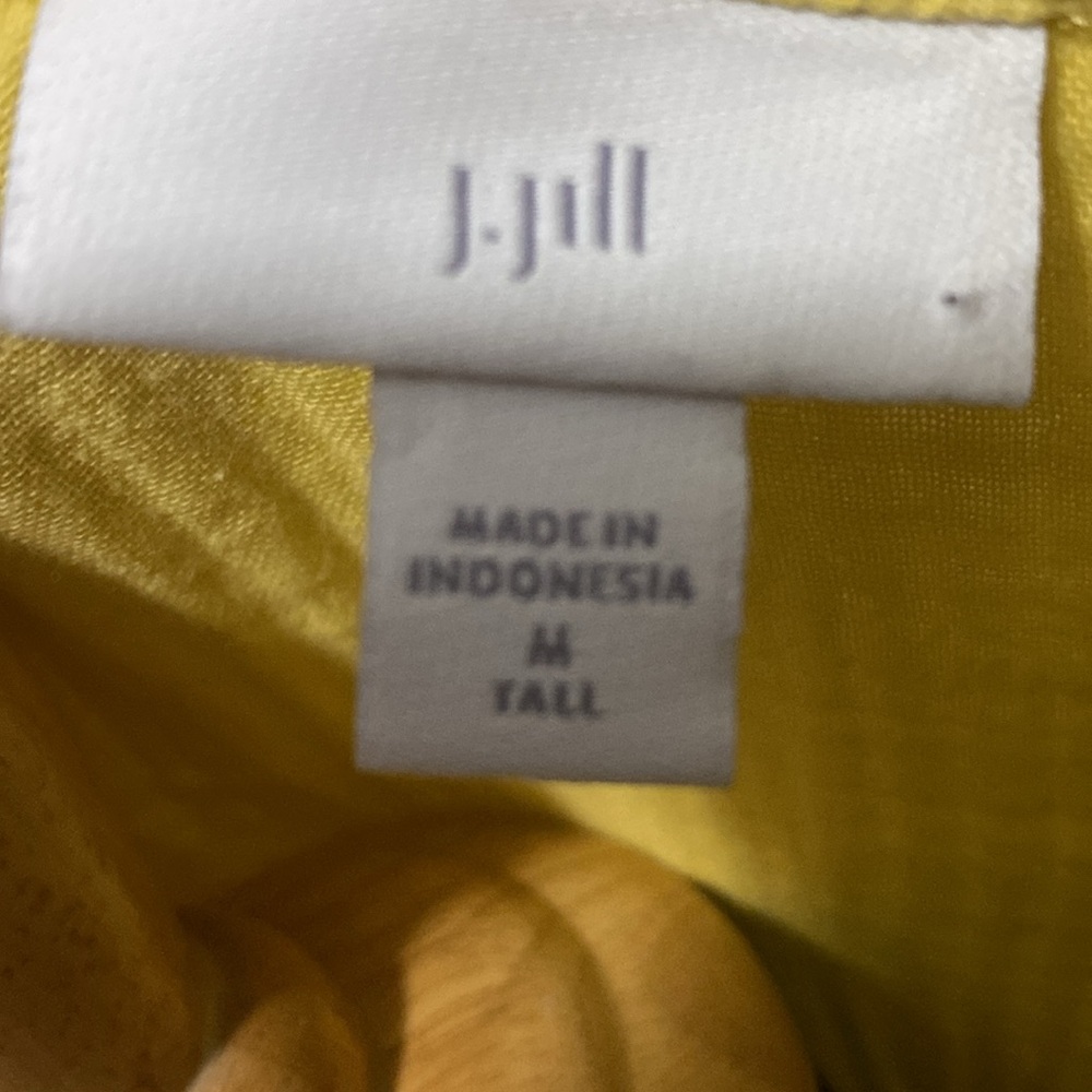 J Jill Yellow Tiered Dress Split Neck Short Sleeve Summer Sz M - Picture 8 of 10